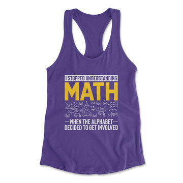 Why I Stopped Understanding Math Womens Racerback Tank in Purple Rush color